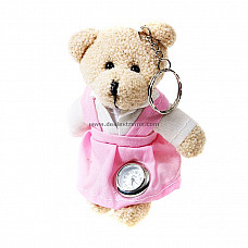 Cute skirt-Wearing Bear with Clock (Pink)