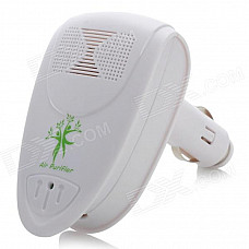 Car Cigarette Powered Air Purifier Ionizer - White (DC 12V)