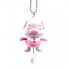 Pull String Piggy Shaking Doll Keychain (Pink)