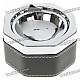 Stainless Steel Ashtray with Leather Cover - Black + Silver