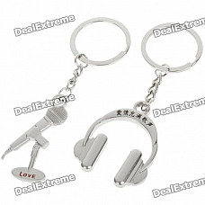 Zinc Alloy Lovers Keychains (Microphone & Headset / 2-Piece Set)