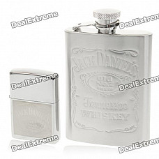 Genuine Zippo Copper Jack Daniel's Logo Lighter + 3.3 oz Flask Set