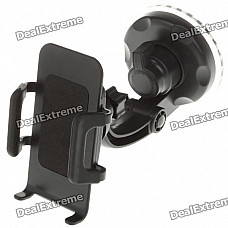 Universal Plastic Car Swivel Mount Holder with Suction Cup for Cell Phone / GPS - Black