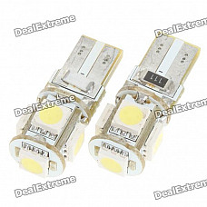 BMW T10 1W 5x5050 SMD LED 6500K 60-Lumen White Light Bulbs for Car (Pair/DC 12V)