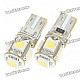 BMW T10 1W 5x5050 SMD LED 6500K 60-Lumen White Light Bulbs for Car (Pair/DC 12V)