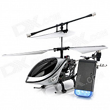 Iphone/Ipod Touch/Ipad Controlled Rechargeable 3-CH R/C I-Helicopter w/ Gyroscope - Silver + Black