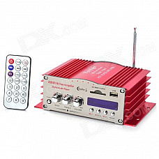 180W Hi-Fi Stereo Amplifier MP3 Player with FM Radio for Car/Motorcycle - Red + Silver (SD/USB)