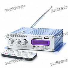 160W Hi-Fi Stereo Amplifier MP3 Player for Car/Motorcycle - Blue + Silver (SD/USB)