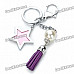 Stylish Star Style Photo Frame Pearl Leather Tassels Keychain