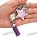 Stylish Star Style Photo Frame Pearl Leather Tassels Keychain