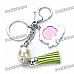 Stylish Smile Photo Frame Pearl Leather Tassels Keychain