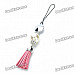 Stylish Pearl Leather Tassels Cell Phone Strap - Pink