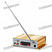 160W Hi-Fi Stereo Amplifier MP3 Player w/ FM/SD/USB for Car/Motorcycle - Golden + Silver (12V)