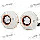 Stylish 2x3W USB Powered MP3 Music Speaker - White (60CM Cable)