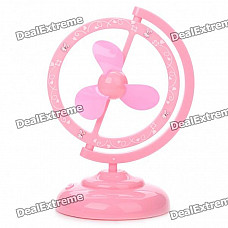 Unique USB/4 x AA Powered 2-Mode 3-Blade Desktop Cooling Fan - Pink