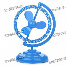 Unique USB/4 x AA Powered 2-Mode 3-Blade Desktop Cooling Fan - Blue