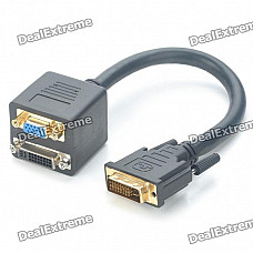 DVI 24+5 Male to DVI 24+5 Female + VGA Female Split Y-Cable (20CM-Length)