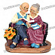 Peaceful Resin Reading Grandma and Grandpa Toy Desktop Doll