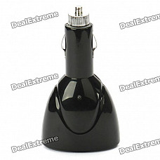 Dual USB Car Charger with Cigarette Lighter Socket - Black (DC 12V-24V)