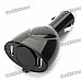 Dual USB Car Charger with Cigarette Lighter Socket - Black (DC 12V-24V)