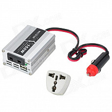 150W Car Cigarette Lighter 12V DC to 220V AC Power Inverter with USB Power Port - Silver