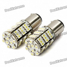 1157 BAY15D 3.25W 6500K 216-Lumen 54x3528 SMD LED White Light Bulbs for Car - Pair (12V)