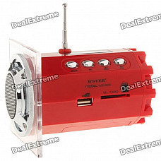 Stylish 1.5" LED Portable USB Rechargeable MP3 Player Speaker w/ FM/USB/SD/TF - Red