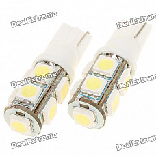 T10 0.84W 9-SMD 5050 LED 170LM 8000K White Light Bulbs for Car (Pair)