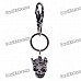Gothic Rhinestone Crown Skull Keychain - Silver Grey